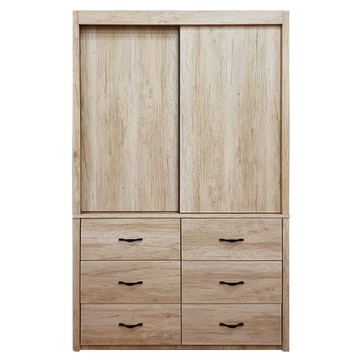 【本木】玖折 4尺推門六抽衣櫃4尺