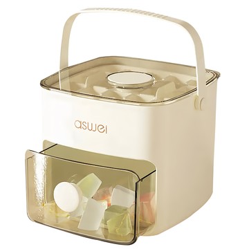 德利生活 一鍵按壓手提雙層製冰盒  17 x 17 x 14cm  1個