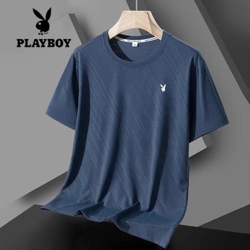 花花公子夏季男裝短袖中老年圓領冰絲t恤運動爸爸夏裝父親節衣服