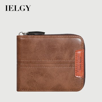 IELGY 新款韓版時尚男士短版錢包 拉鍊多卡位多功能錢包