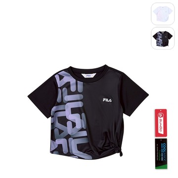 【FILA】KIDS 孩童款 抗UV 吸濕排汗 圓領T恤-黑色 5TEY-8313-BK