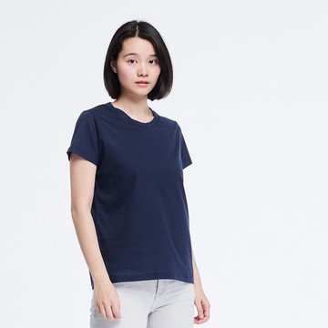 珠光棉圓領TEE/深藍