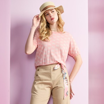 雲光絮語蠶絲涼感針織上衣_粉色【MON'S 流行服飾】