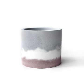 (預購) 莫蘭迪粉系列 | 12.9cm中圓形四吋三色水泥盆器 可搭底盤