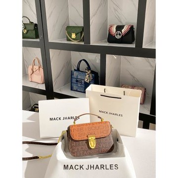 MACK JHARLES女士高級感郵差包包2025新款復古印花手提小方包單肩