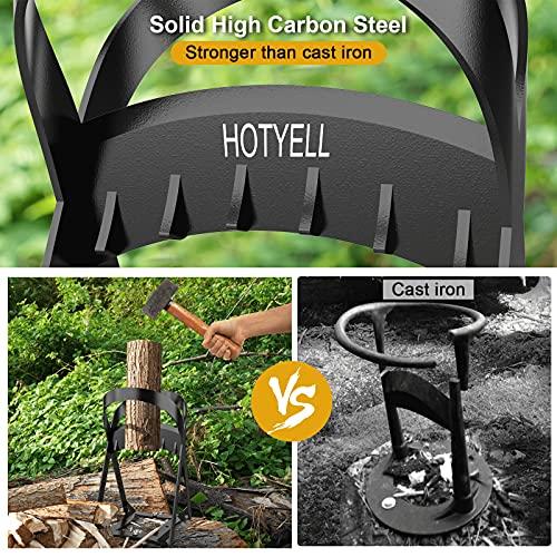 HOTYELL Firewood Splitter?arbon Steel Wood Splitter?arbon%Manual Log Splitting Wedge Tool with Canvas Carrier and Gloves