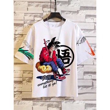 七龍珠聯名t恤短袖男女無性別衣服動漫悟空潮牌大碼寬松情侶裝ins