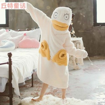 女童冬季法蘭絨睡袍兒童珊瑚絨秋冬浴袍小女孩加厚寶寶睡衣可愛