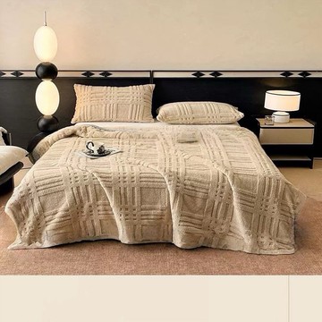 NATURALLY JOJO 塔芙絨幾何玩色毯  奶茶棕  150 x 200cm