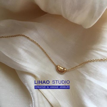 LIHAO設計感金色豆豆項鏈女INS小眾時尚氣質簡約百搭夏季新款配飾