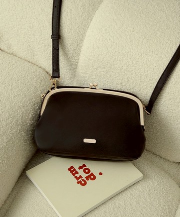 【KINAZ】 口金拉鍊雙層雙面斜背WOC貨幣包-叮咚霧黑-喀噠系列(BX96533-49)