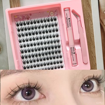 💥自然款假睫毛💥假睫毛膠水款套裝大容量純野小噁魔假睫毛上眼神埰奕奕毛流感自然款自貼假眼睫毛 6LVH