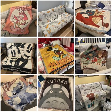 北歐卡通動漫合集休閑毯可愛沙發毯掛毯針織線毯午睡小毯子床蓋巾