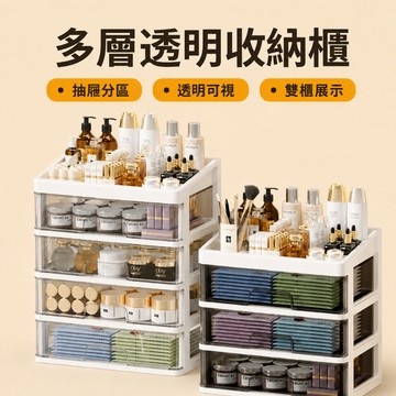 透明桌面抽屜式多層收納盒收納化妝品文具雜物整理塑料宿舍置物架