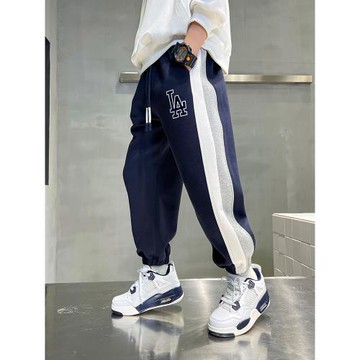 潮牌男童褲子外穿2026秋冬新款中大兒童洋氣加絨加厚運動休閑衛褲