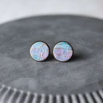 18:06 PM 漸漸 / 藍紫 - 皮革耳環 / 黃銅耳環 / 耳針耳夾