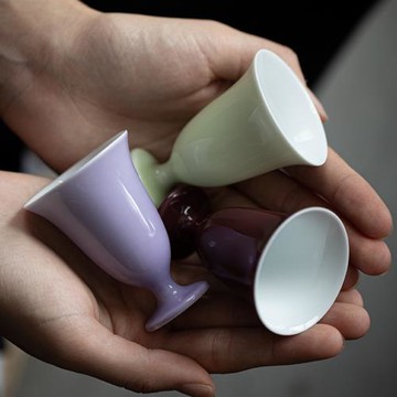 陶瓷茶杯日式主人杯 薄胎功夫茶具品茗杯單中式仿宋高足杯 聞香杯