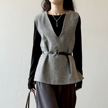 🆕新品上架💖【梨花瑪雅】經典時尚修身V領馬甲背心附皮帶上衣💖💖 情人禮物 生日禮物