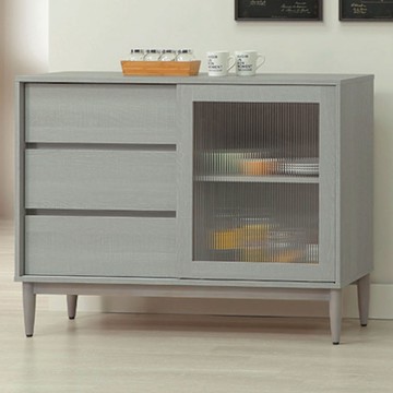 文創集 維亞爾4尺推門三抽低餐櫃-119x40x209cm免組