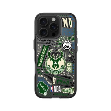 iPhone 16 Pro Clear 酷墨灰 - NBA - 塗鴉系列-密爾瓦基公鹿 Milwaukee Bucks - Graffiti