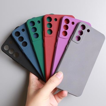 S25適用三星Galaxy S22+ Plus手機殼灰S22 Ultra磨砂防滑S21軟硅膠套S23防指紋S23FE簡約純色S24+圓弧邊Edge