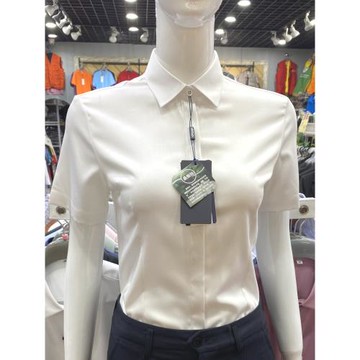 白襯衫女短袖夏季桑蠶絲女襯衣免燙彈力修身面試通勤方領職業工裝