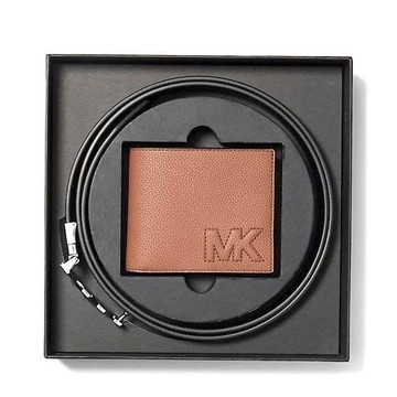 MICHAEL KORS 短夾皮帶禮盒組 皮夾 荔枝紋聚氨酯皮革 男夾 錢包 M21158 MK(現貨)▶指定Outlet商品5折起☆現貨【送禮首選★APP下單點數4倍送】