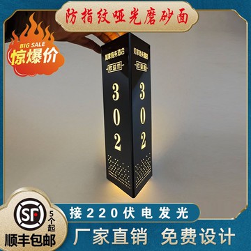 高檔酒店三角發光門牌號公寓棋牌室包廂民宿包間LED燈標識牌新款 pb6191