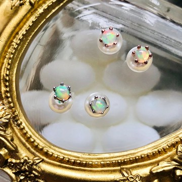 ITS-E139【蛋白石・純銀耳環】極美天然石火彩蛋白石耳釘