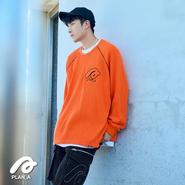 STAYREAL PLAN A奔向無限重磅華夫格長T - 橘