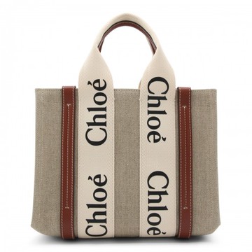Chloe - White And Brown Raffia And Leather Woody Tote Bag Uni