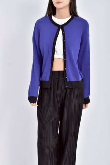 (S) g2000質感羊毛針織撞色藍色外套