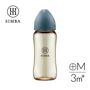 Simba蘊蜜鉑金PPSU寬口防脹氣奶瓶360ml（波藍）-全齡適用