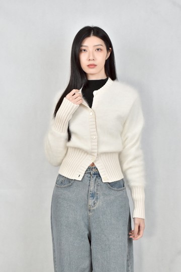 (S) miu miu白色針織絨毛長袖上衣