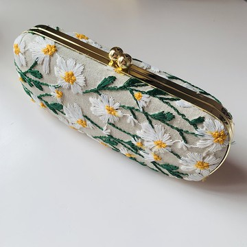 小雛菊刺繡眼鏡盒/筆盒/首飾盒