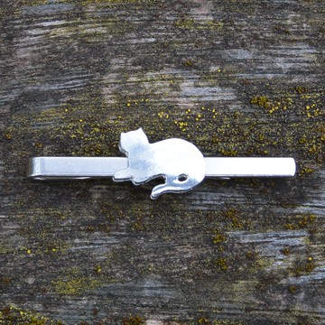 貓咪錫合金領帶夾，手工動物飾品