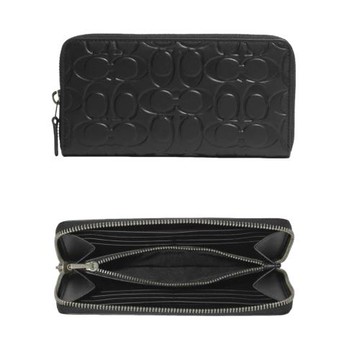【COACH】經典雙C 壓印LOGOㄇ型拉鍊長夾－帥氣黑 男夾