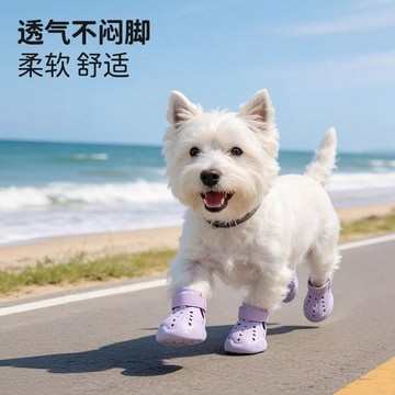 小狗洞洞鞋🐶寵物夏季輕量鞋子 狗狗外出鞋子 清軟減震 舒適透氣 久穿不悶腳 超輕EVA發泡 魔術貼防掉 可調節鬆緊