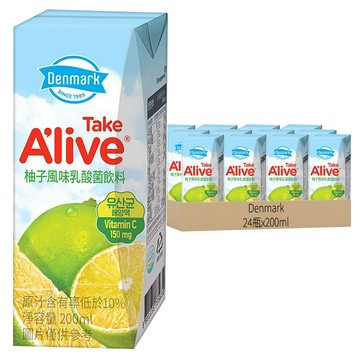 Denmark Take Alive 柚子風味乳酸菌飲料  200ml  24瓶