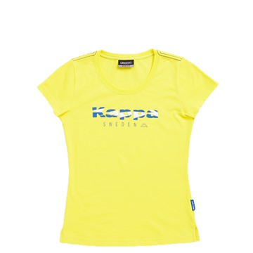 KAPPA義大利舒適時尚女吸濕排汗棉質短袖衫-清黃