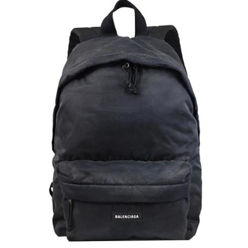 BALENCIAGA 巴黎世家 503221 街頭破壞風尼龍刷舊後背包.黑