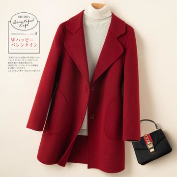 (免運)新款雙面呢大衣女中長款雙面絨西裝毛呢外套小個子赫本風羊毛呢子