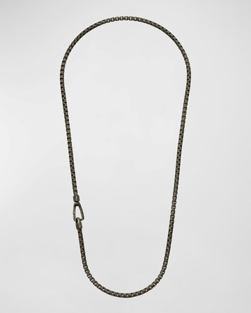 Men's Ulysses Etched Box Chain Necklace in Silver, 57mm