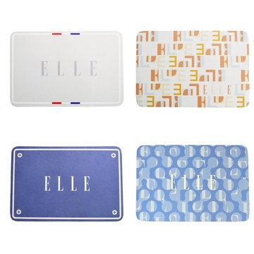 【ELLE】皮革超薄吸水止滑踏墊_60x40cm 經典藍牌