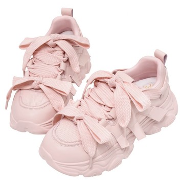 ANNSTAR 波痞Poppy聯名-誰穿誰可愛蝴蝶結綁帶厚底老爹鞋5cm-粉(版型偏小)