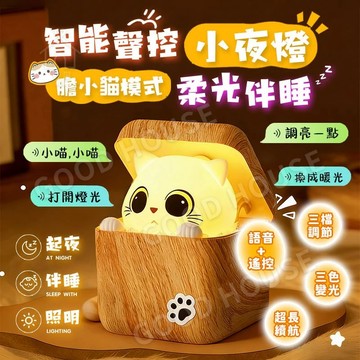【最新爆款🔥三色變光💡】趣味可愛創意語音睡眠燈 躲貓貓小夜燈 萌貓小夜燈 貓咪床頭燈 哈吉米貓貓氛圍燈 床頭燈 小夜燈