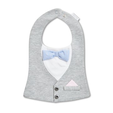 奇哥 - 紳士西裝造型圍兜(嬰兒圍兜 寶寶圍兜 口水巾 口水圍兜)-砂石灰色