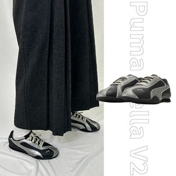 W Puma Bella V2 Leather 液態黑銀 復古 雙鞋帶 薄底 德訓鞋 休閒鞋 女鞋 404043-01