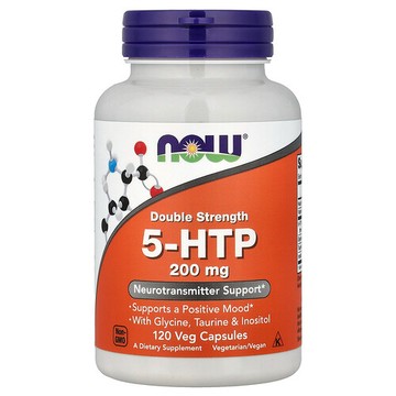 NOW Foods, 5-HTP + 甘氨酸、牛磺酸、肌醇，120 粒素食膠囊