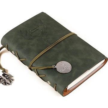 From Arte 復古麋鹿印章 6孔活頁皮革萬年手帳 A6  1個  13 x 18.3 厘米  綠色